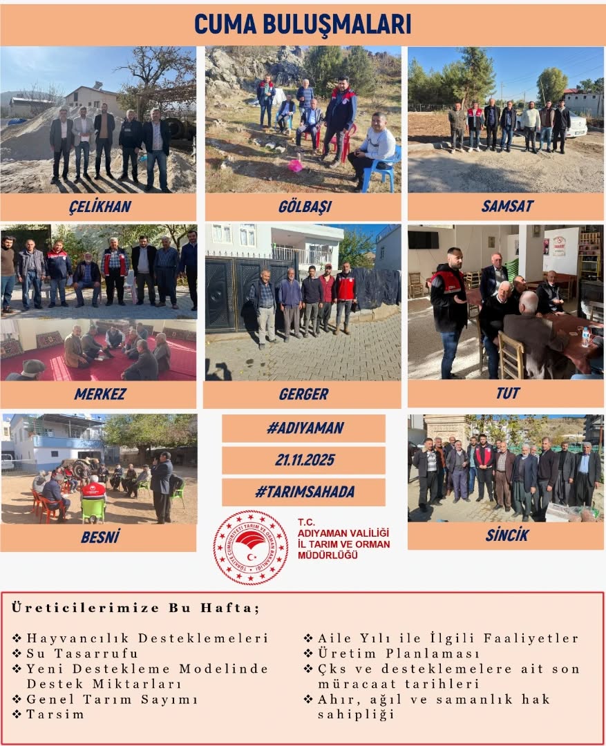 Adıyaman Tarım ve Orman İl Müdürlüğü Cuma Buluşmaları Hakkında Açıklama Yaptı