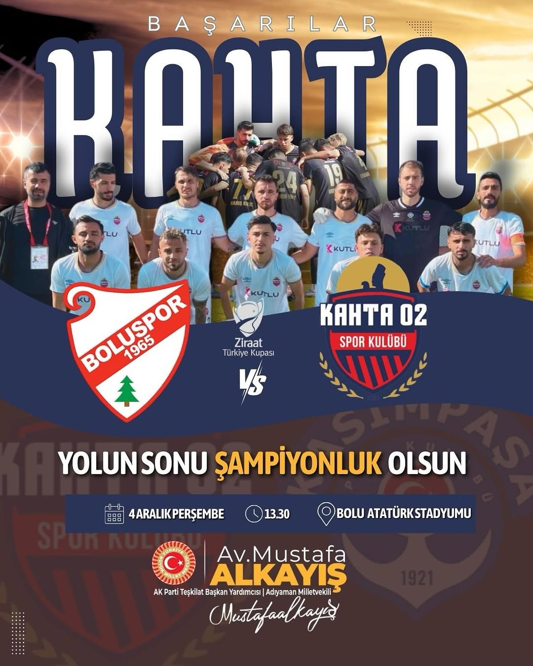 Kahta 02 Spor Kulübü Bugün Bolu Atatürk Stadyumu'nda Sahaya Çıkıyor