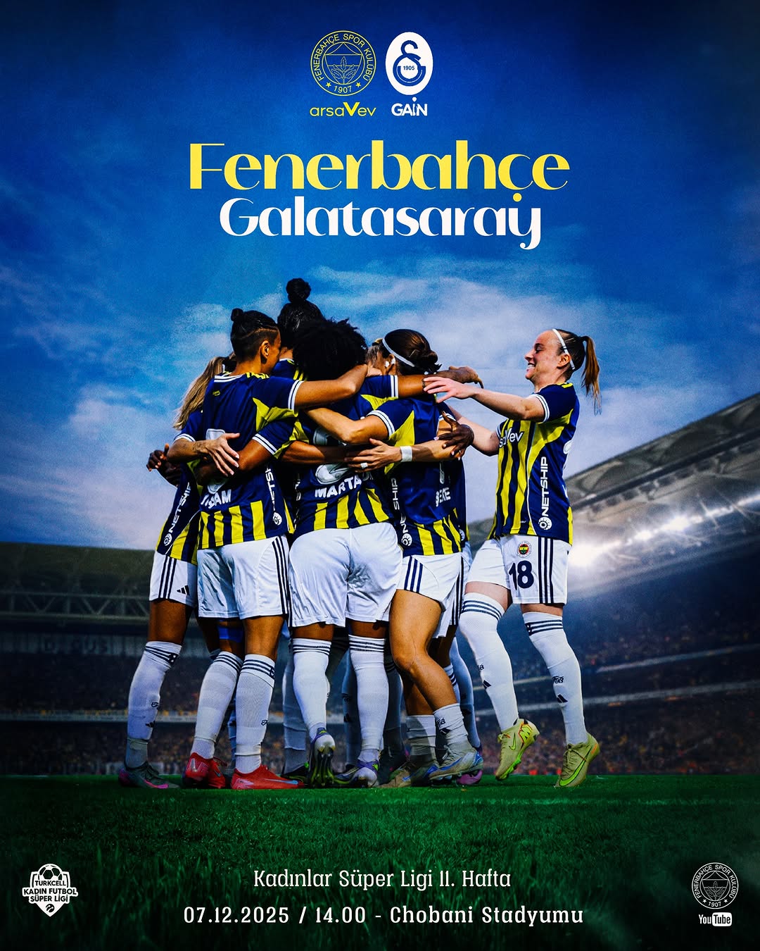 Turkcell Kadın Futbol Süper Ligi'nde Fenerbahçe, Galatasaray GAIN'i ağırlıyor