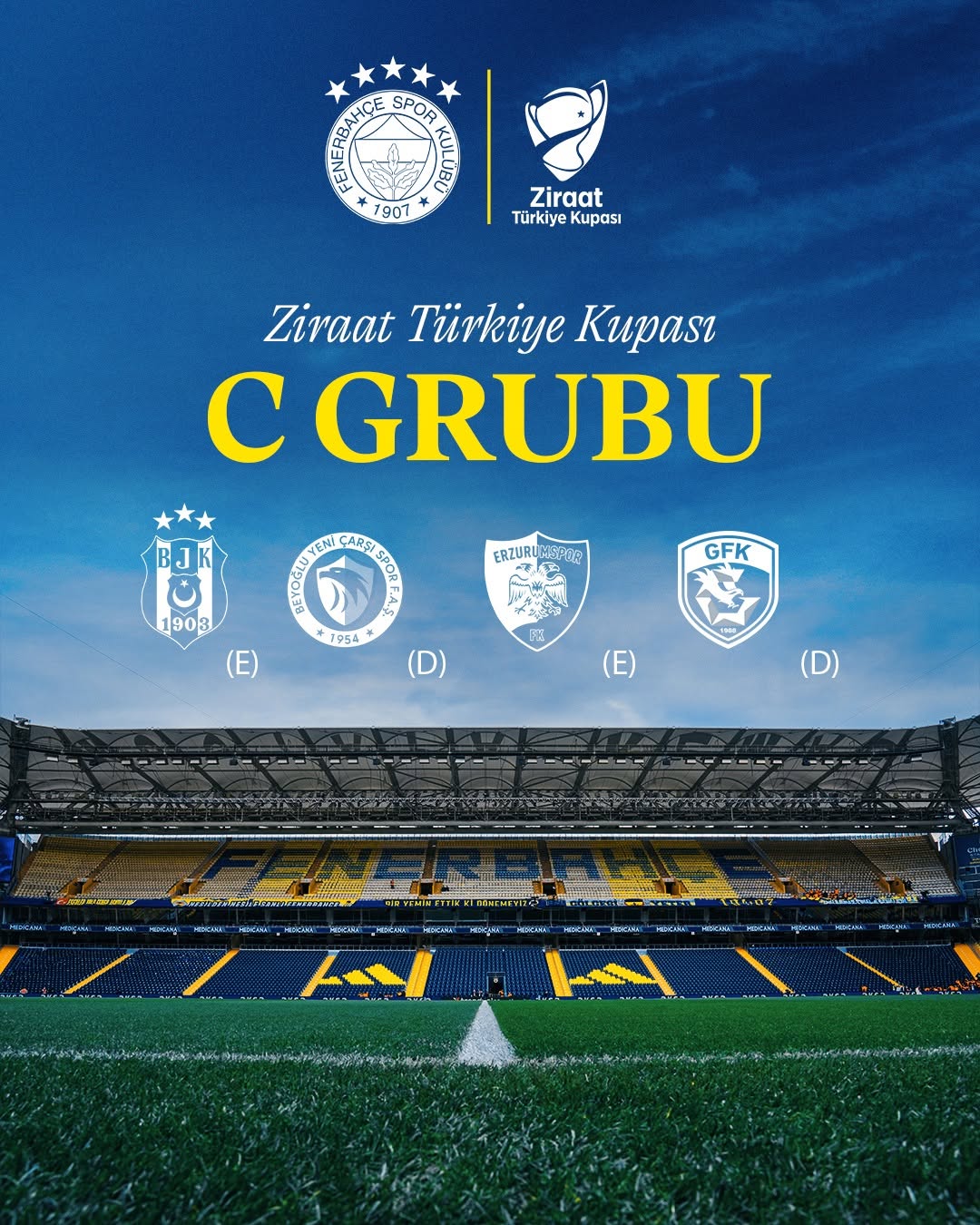 Fenerbahçe Ziraat Türkiye Kupası'nda C Grubunda Mücadele Edecek