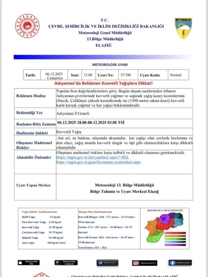 Meteoroloji Genel Müdürlüğü'nden Kuvvetli Yağış Uyarısı