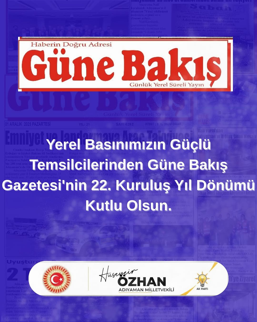 Güne Bakış Gazetesi'nin 22. Kuruluş Yıl Dönümü Kutlu Olsun