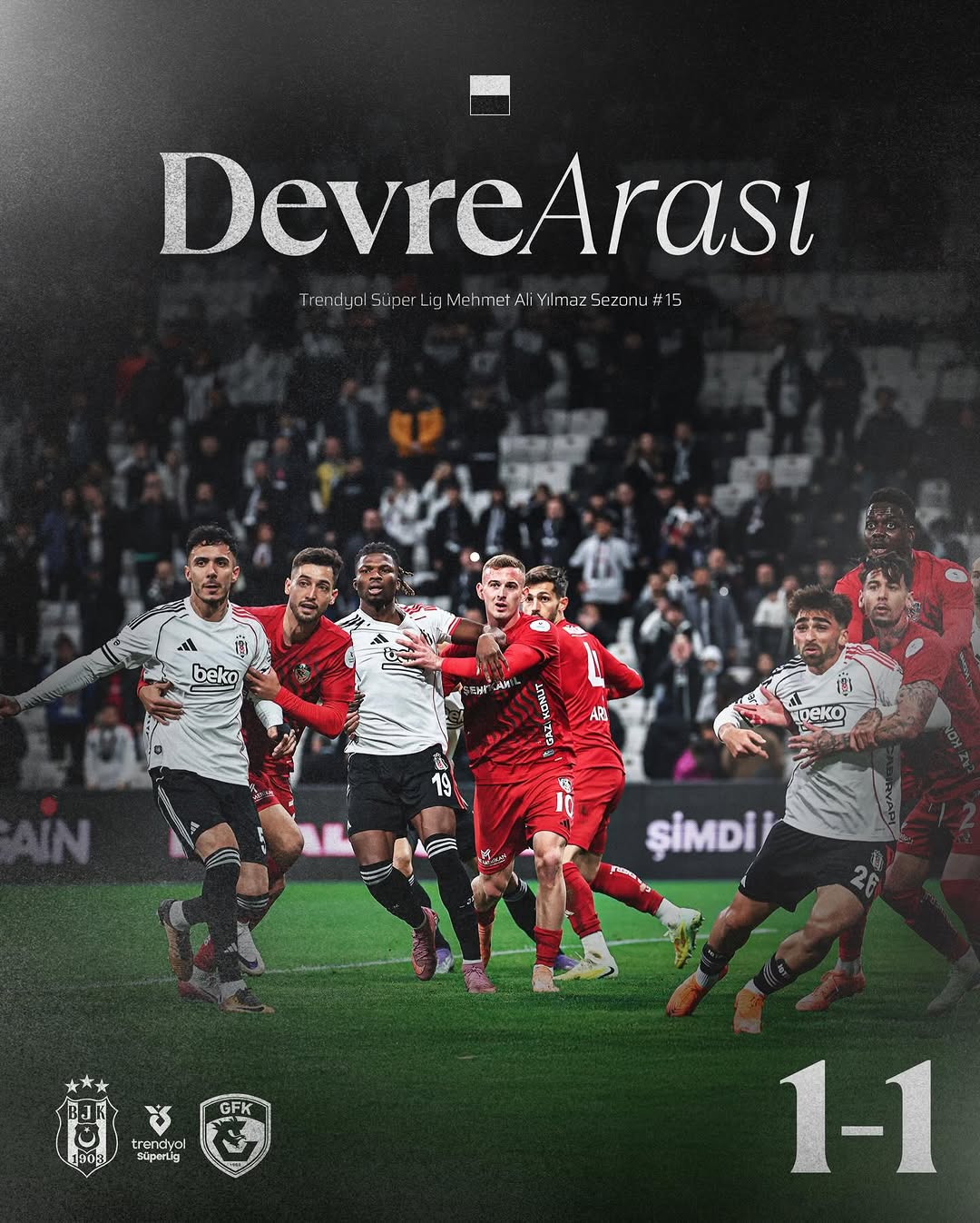 Beşiktaş 1-1 Gaziantep FK Maçında İlk Yarı Berabere Sonuçlandı