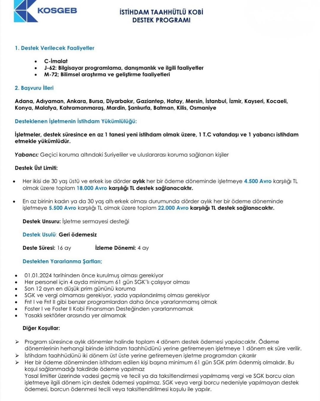 KOSGEB’den Adıyaman KOBİ’lerine 22.000 €’ya Kadar Geri Ödemesiz Destek