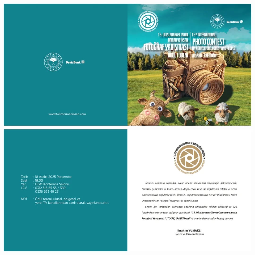 15. Uluslararası Tarım Orman ve İnsan Fotoğraf Yarışması (UTOİFY) Ödül Töreni
