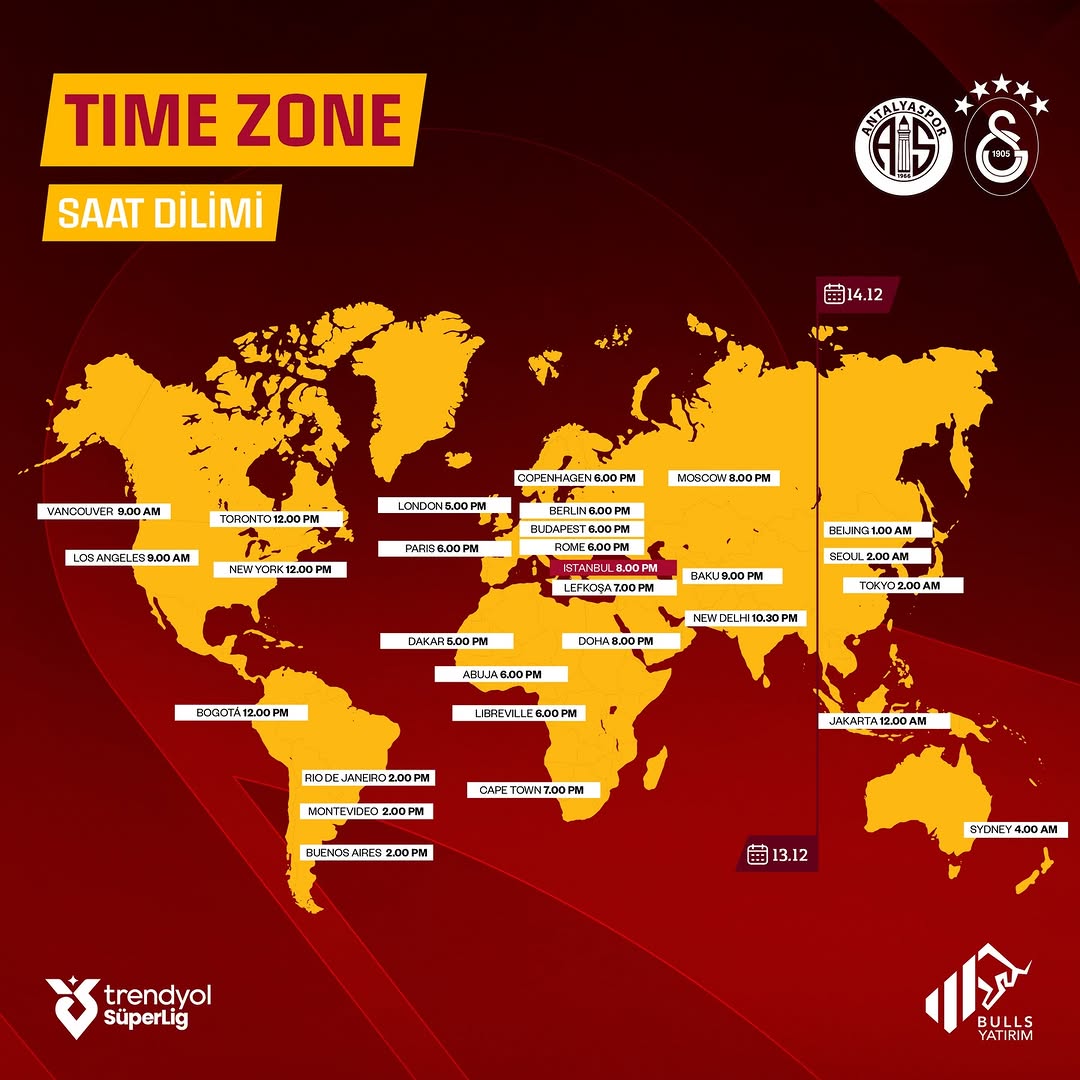 Galatasaray'ın H. Antalyaspor Maçı Saatleri