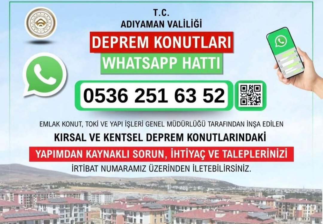 Deprem Konutları İçin İletişim Hattı - T.C. Kahta Kaymakamlığı