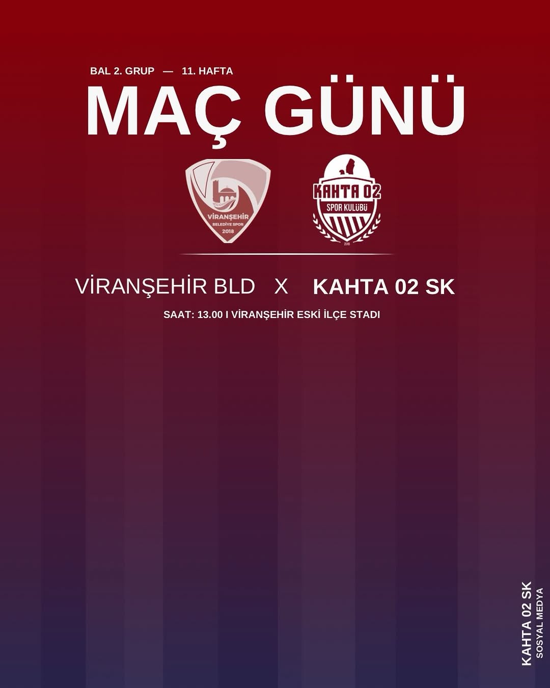 Kahta02 Spor Kulübü Bugün Viranşehir BLD ile Karşılaşacak