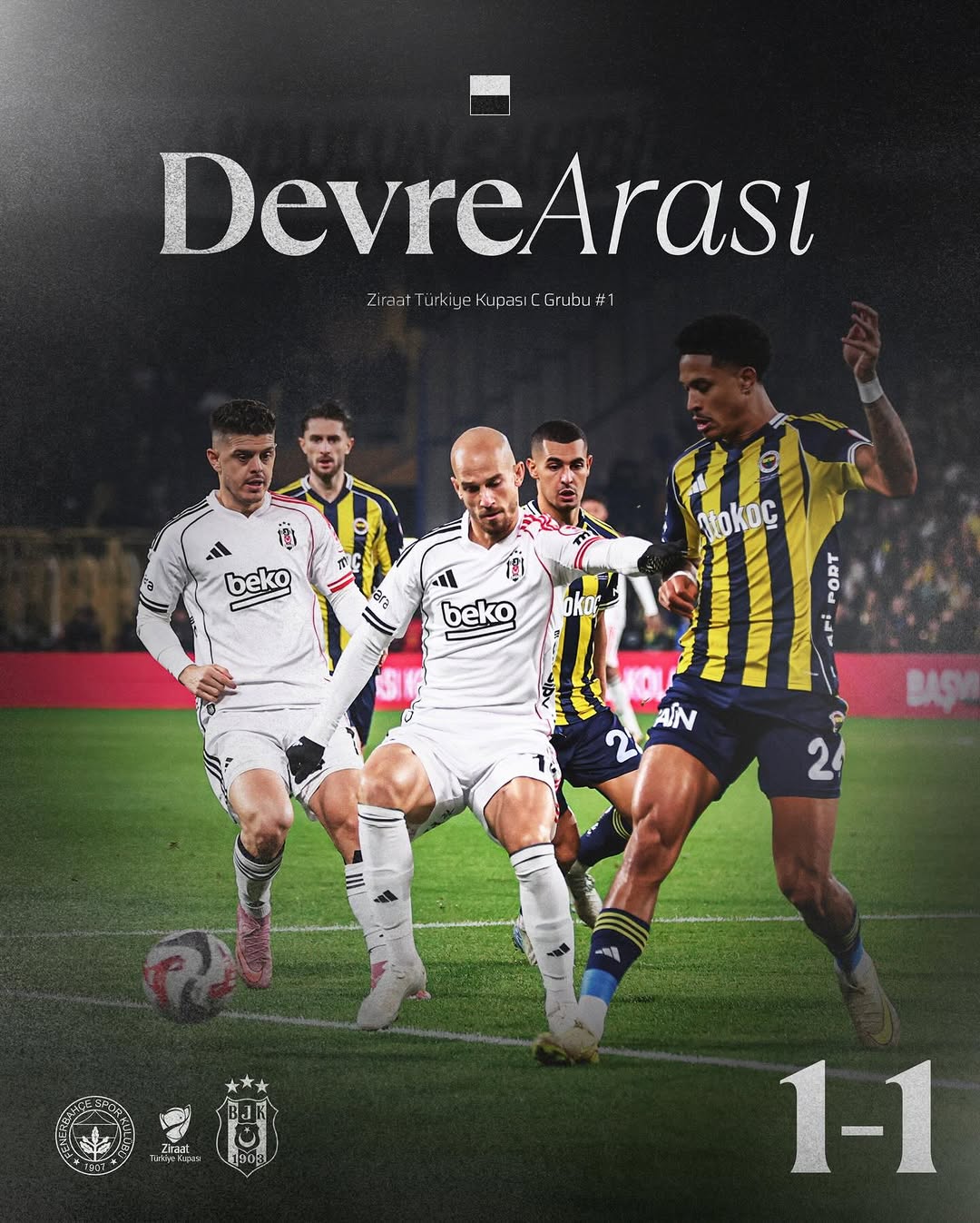 Fenerbahçe 1-1 Beşiktaş | İlk yarı berabere bitti