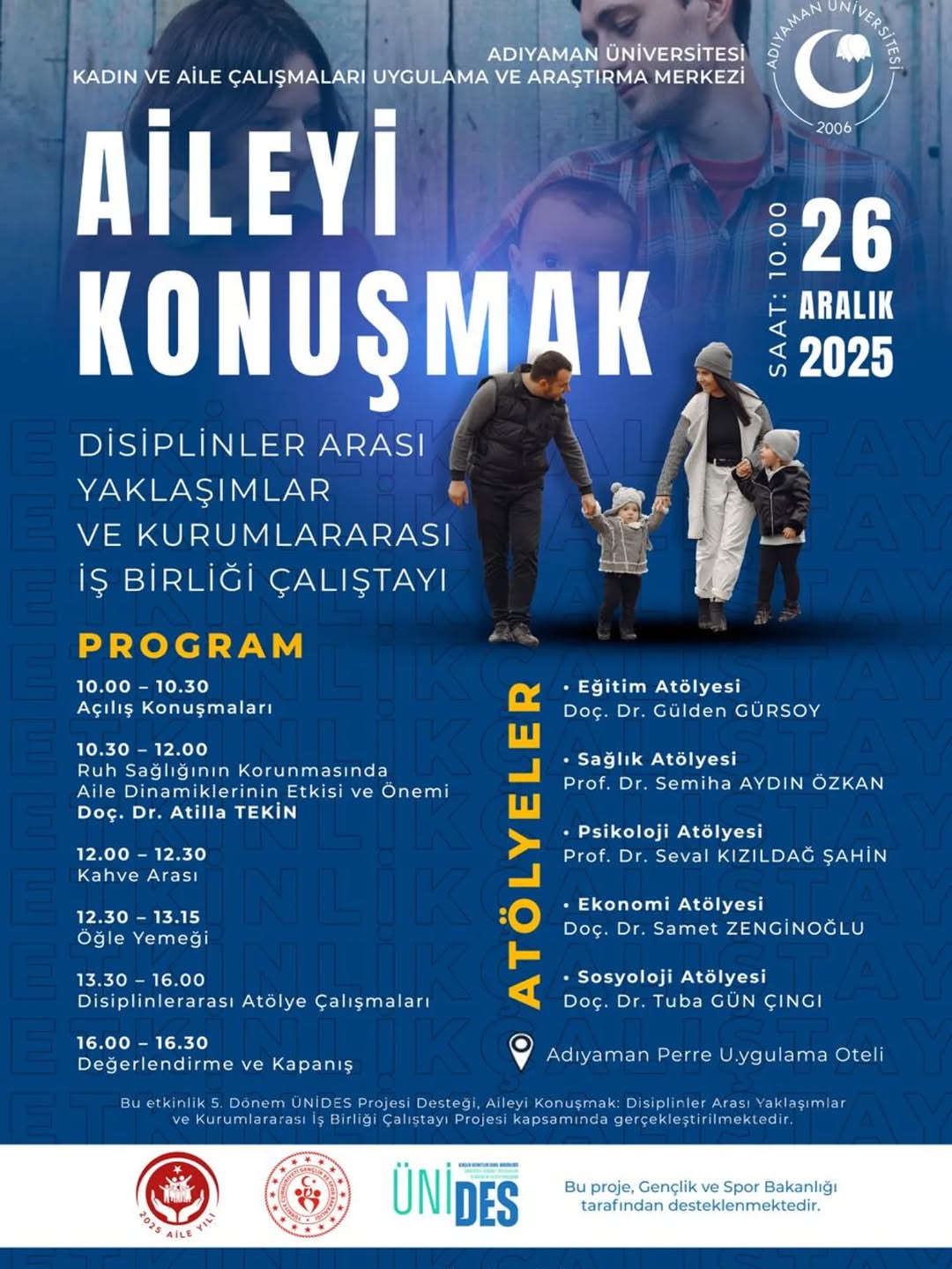 Adıyaman Üniversitesi Kadın ve Aile Çalışmaları Uygulama ve Araştırma Merkezi'nin Düzenlediği Çalıştaya Davet