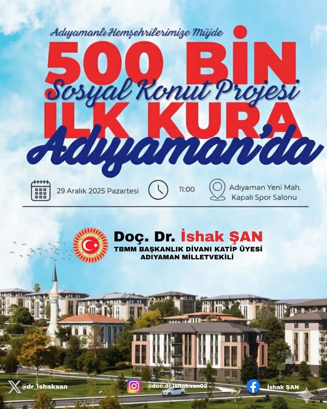 Cumhurbaşkanı Erdoğan'ın Öncülüğünde Adıyaman'da Sosyal Konut Projesi Kura Çekimi Yapılacak