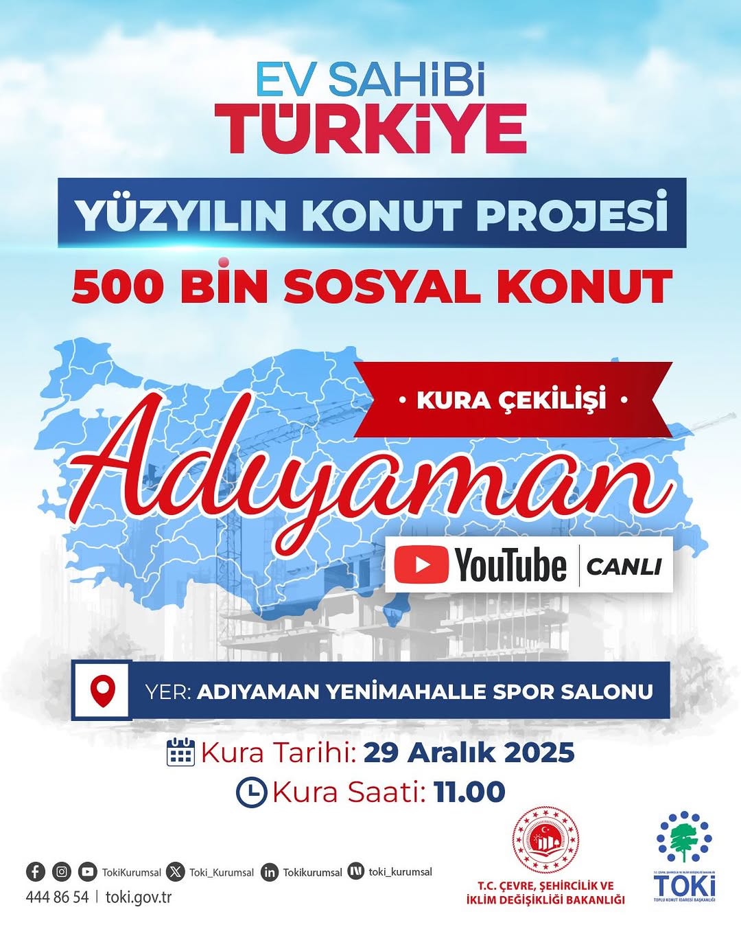 Yüzyılın Konut Projesi'nde İlk Kura Heyecanı Adıyaman'da Yaşanacak