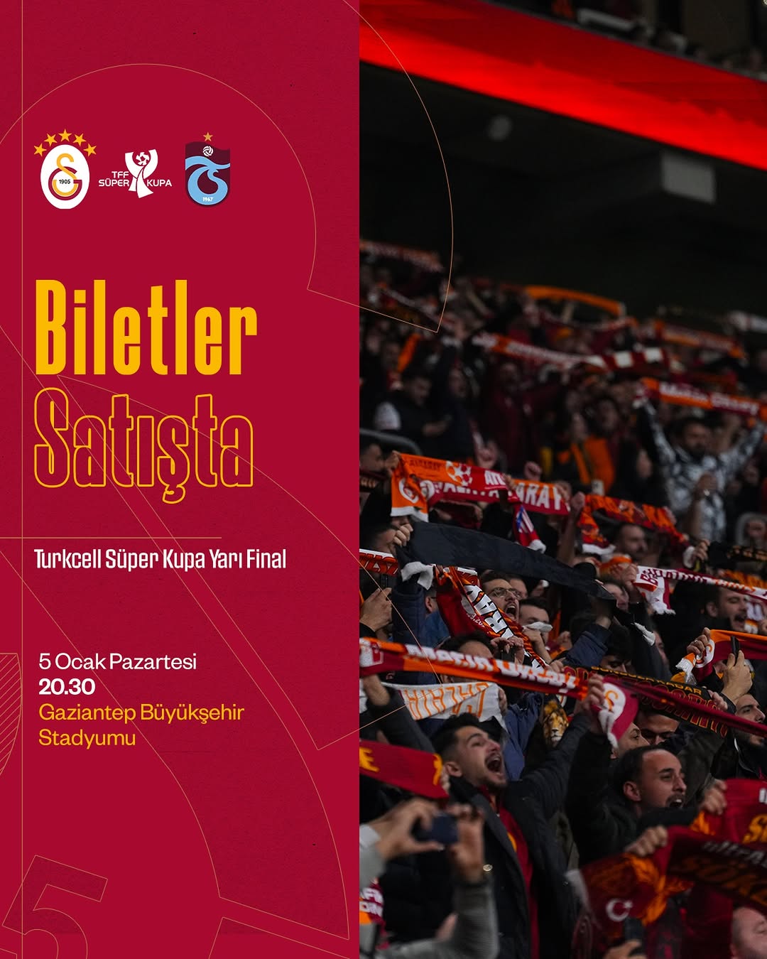 Galatasaray, Turkcell Süper Kupa Yarı Finalinde Trabzonspor ile karşılaşacak