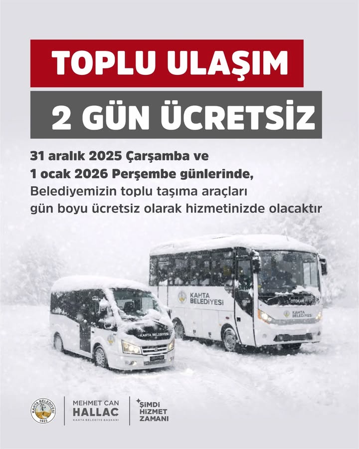 Kar Yağışı Nedeniyle Ücretsiz Toplu Taşıma Hizmeti
