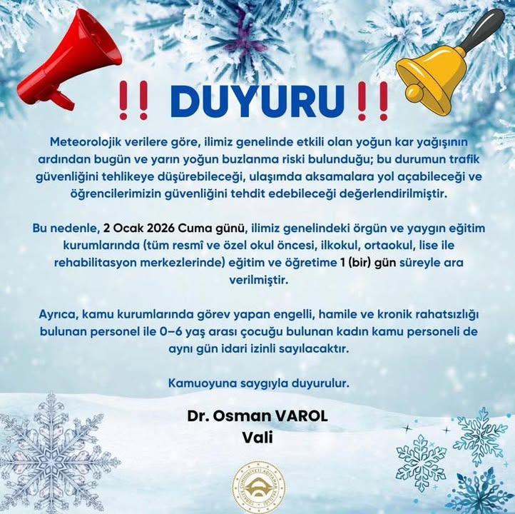 Meteorolojik Verilere Göre Eğitim ve Çalışma Düzenlemesi