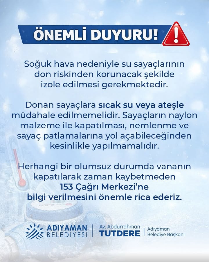 Su Sayaçlarının Don Riskinden Korunması İçin Alınması Gereken Önlemler