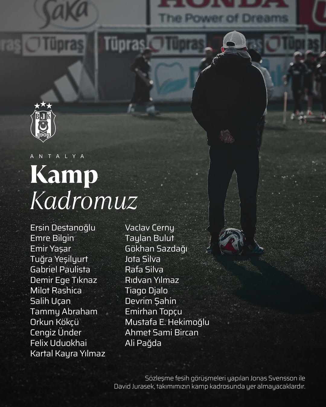 Beşiktaş'ın Antalya Kampı Kadrosu Belli Oldu