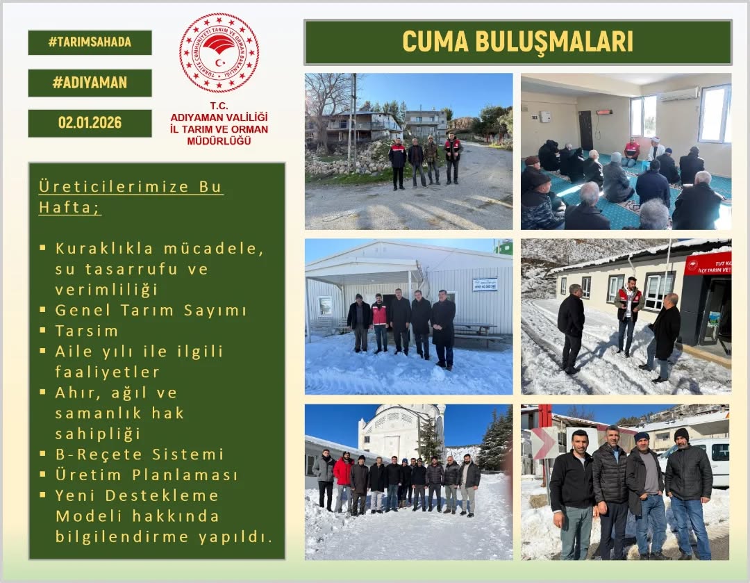 Adıyaman Tarım ve Orman İl Müdürlüğü Cuma Buluşmaları Düzenliyor