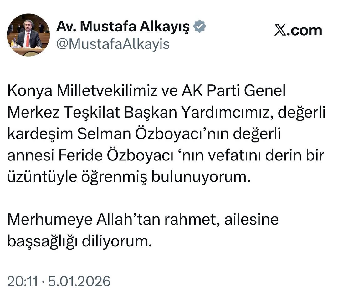AK Partili Selman Özboyacı'nın Annesi Feride Özboyacı'nın Vefatı