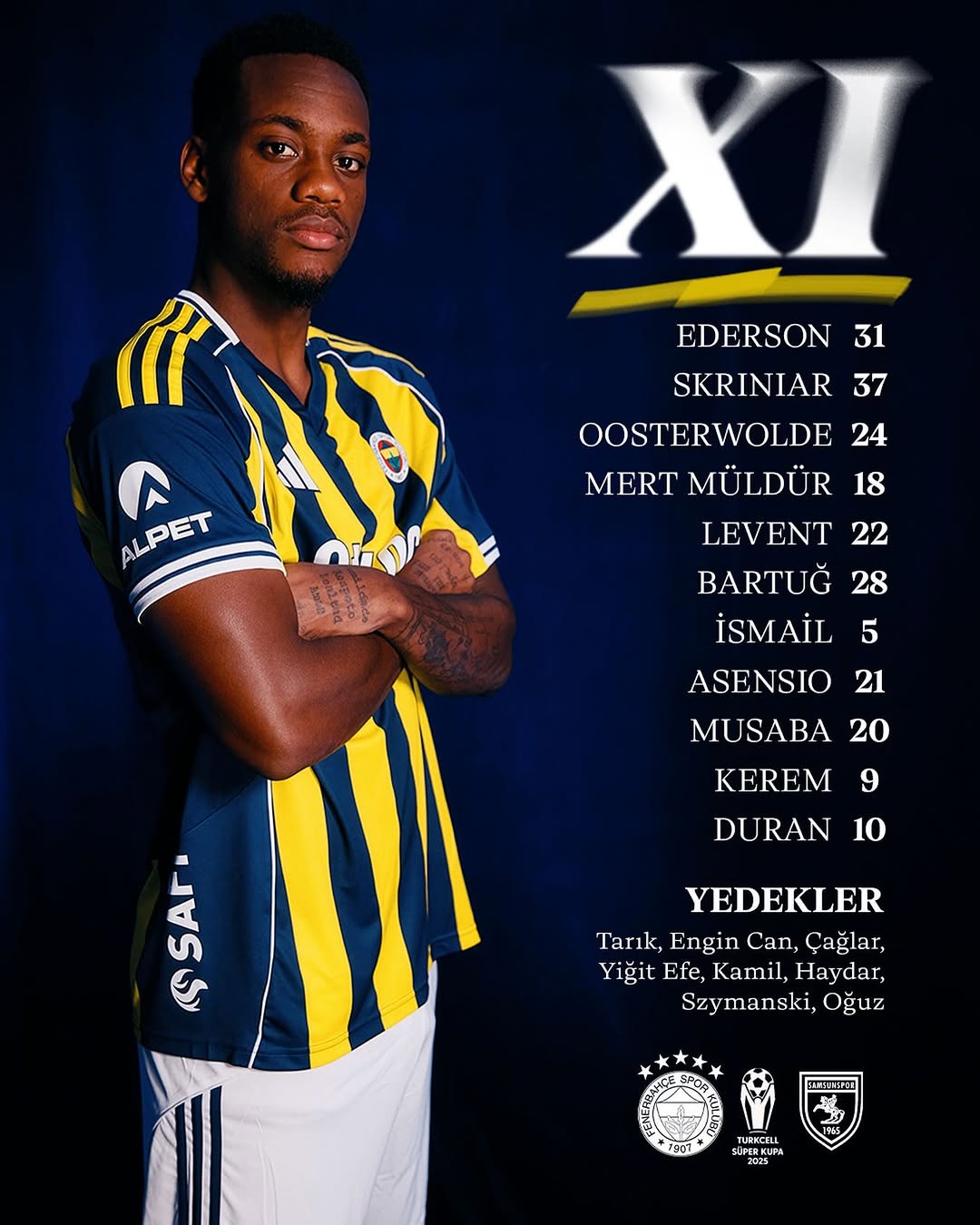 Fenerbahçe'nin Samsunspor Maçı İlk 11'i Açıklandı