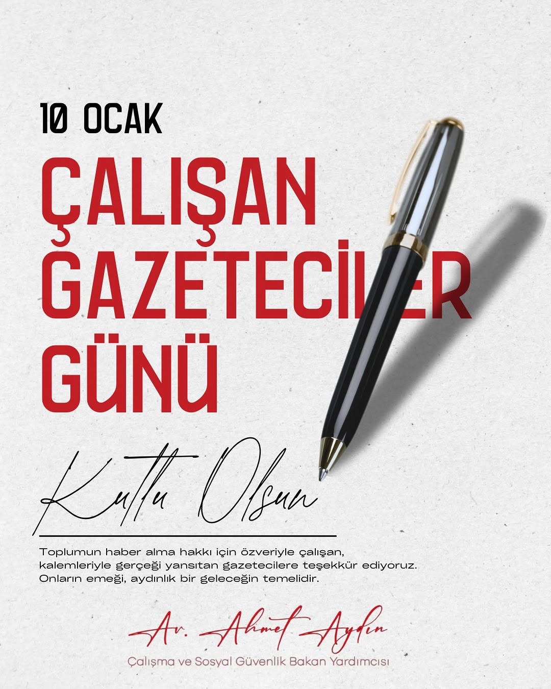 10 Ocak Çalışan Gazeteciler Günü Kutlu Olsun