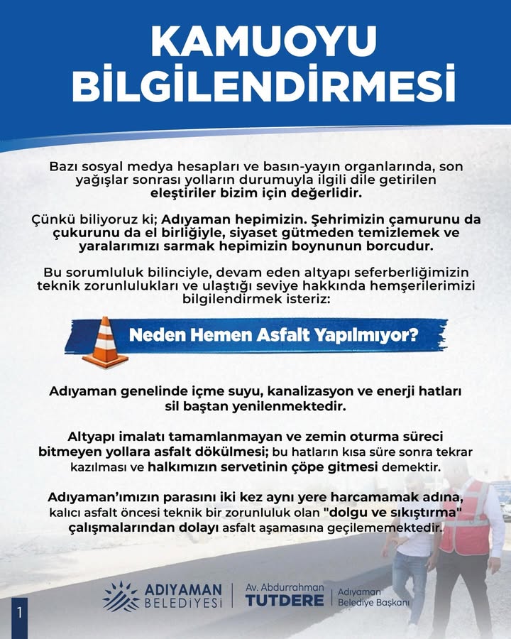 Adıyaman Belediyesi'nin Paylaşımından Fotoğraflar