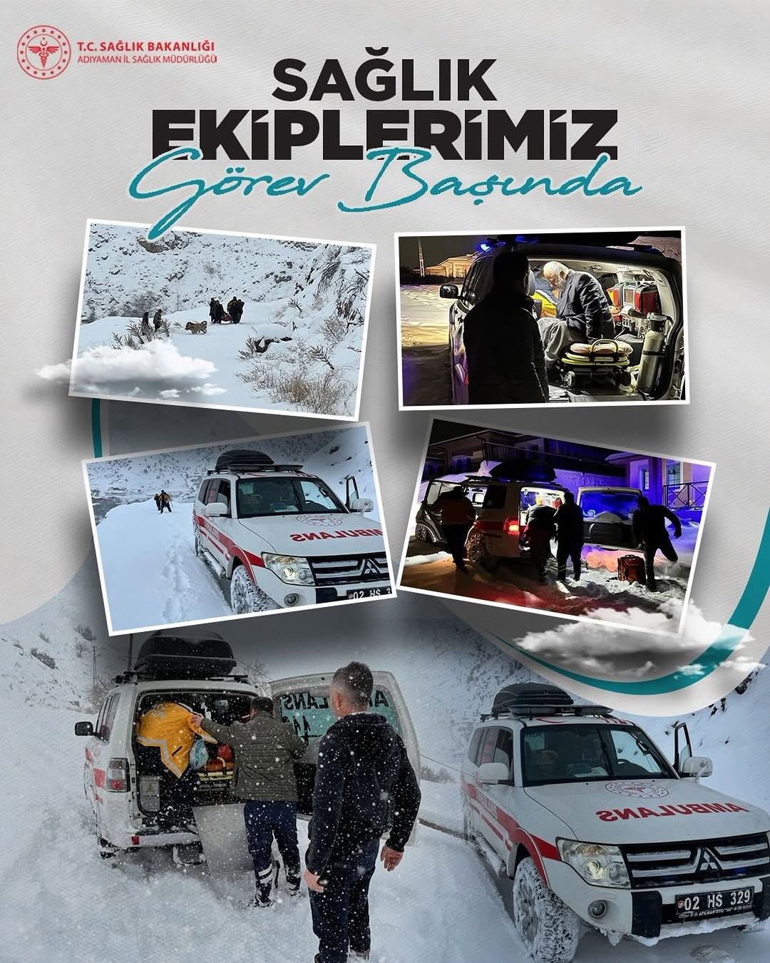 Adıyaman İl Sağlık Müdürlüğü Ekipleri Yoğun Kar Yağışına Rağmen Görevlerini Aşkla Yerine Getiriyor