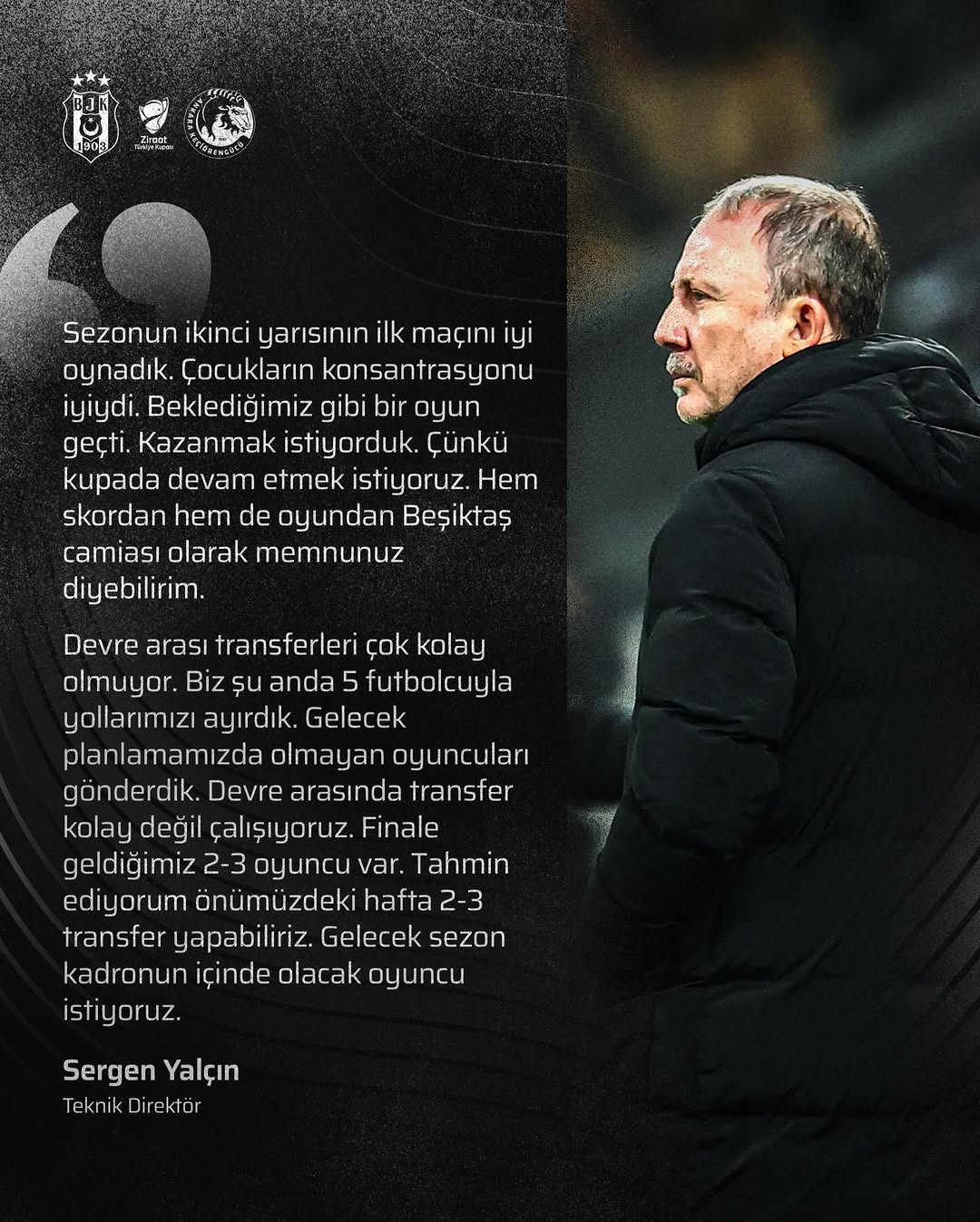 Beşiktaş Teknik Direktörü Sergen Yalçın'dan Transfer Açıklamaları