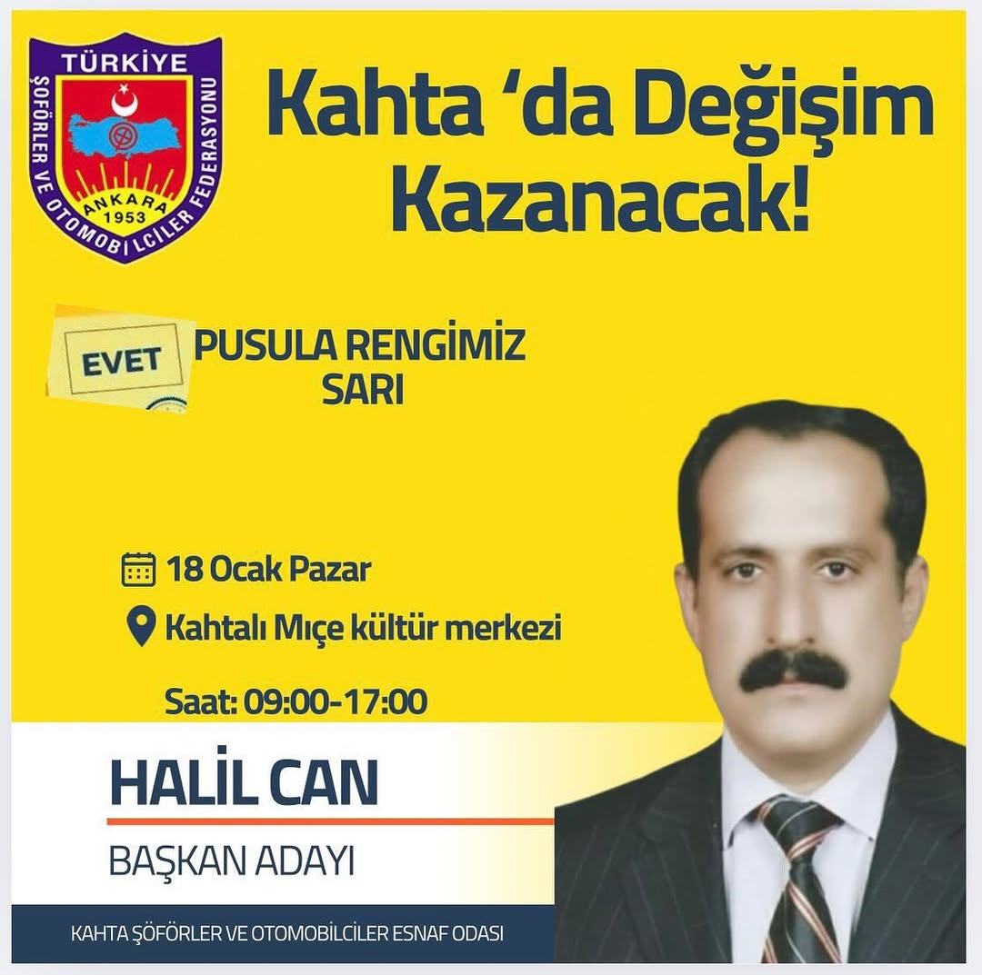 Kahta Şoförler ve Otomobilciler Esnaf Odası Seçimleri Yaklaşıyor