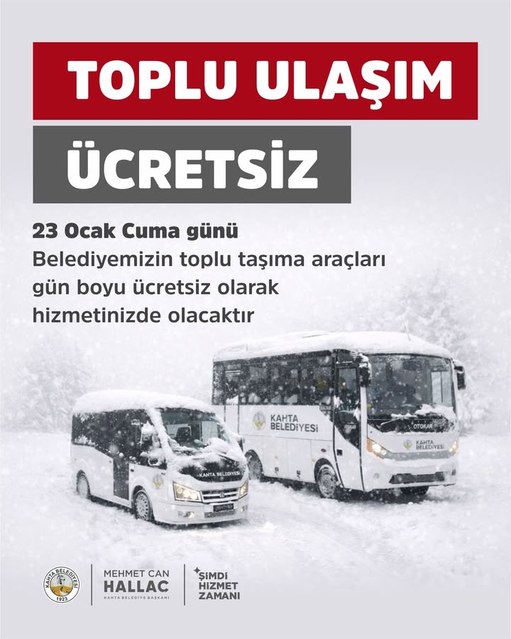 Kar Yağışı Nedeniyle Kahta Belediyesi Ücretsiz Ulaşım Sağlayacak