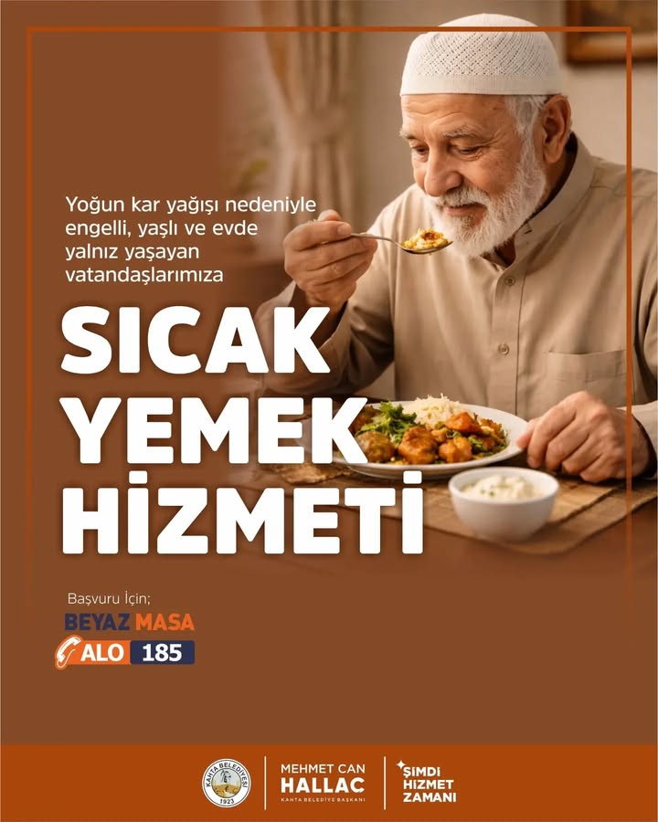 Kahta Belediyesi'nden Kar Yağışı Nedeniyle Engelli ve Yaşlı Vatandaşlara Sıcak Yemek Hizmeti