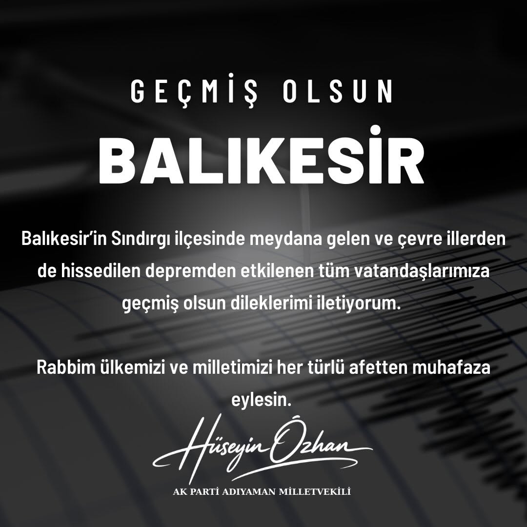 Balıkesir Sındırgı'da Meydana Gelen Deprem Sonrası Vatandaşlara Geçmiş Olsun Dileği