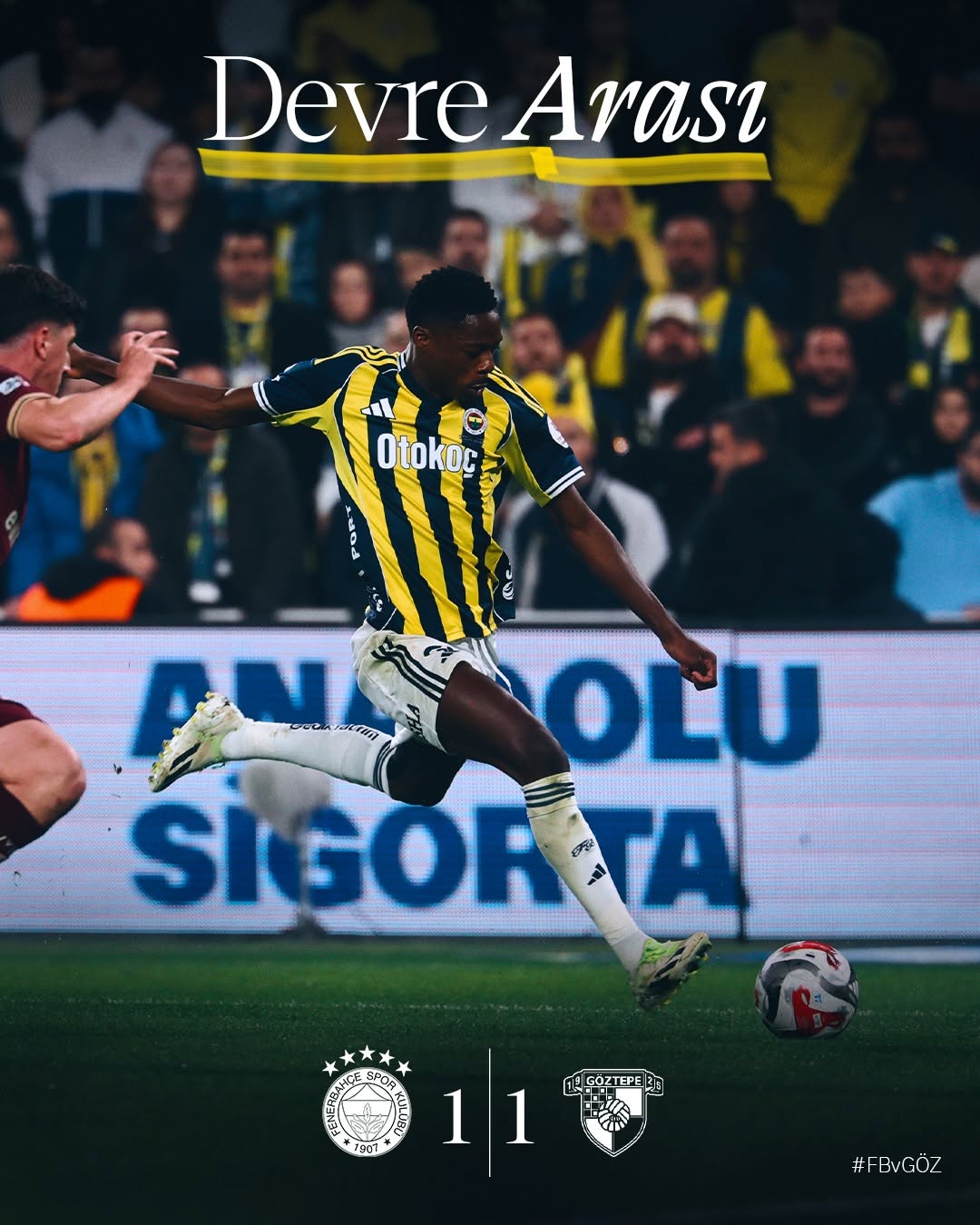 Fenerbahçe 1-1 Göztepe Maçında İlk Yarı Berabere Sonuçlandı