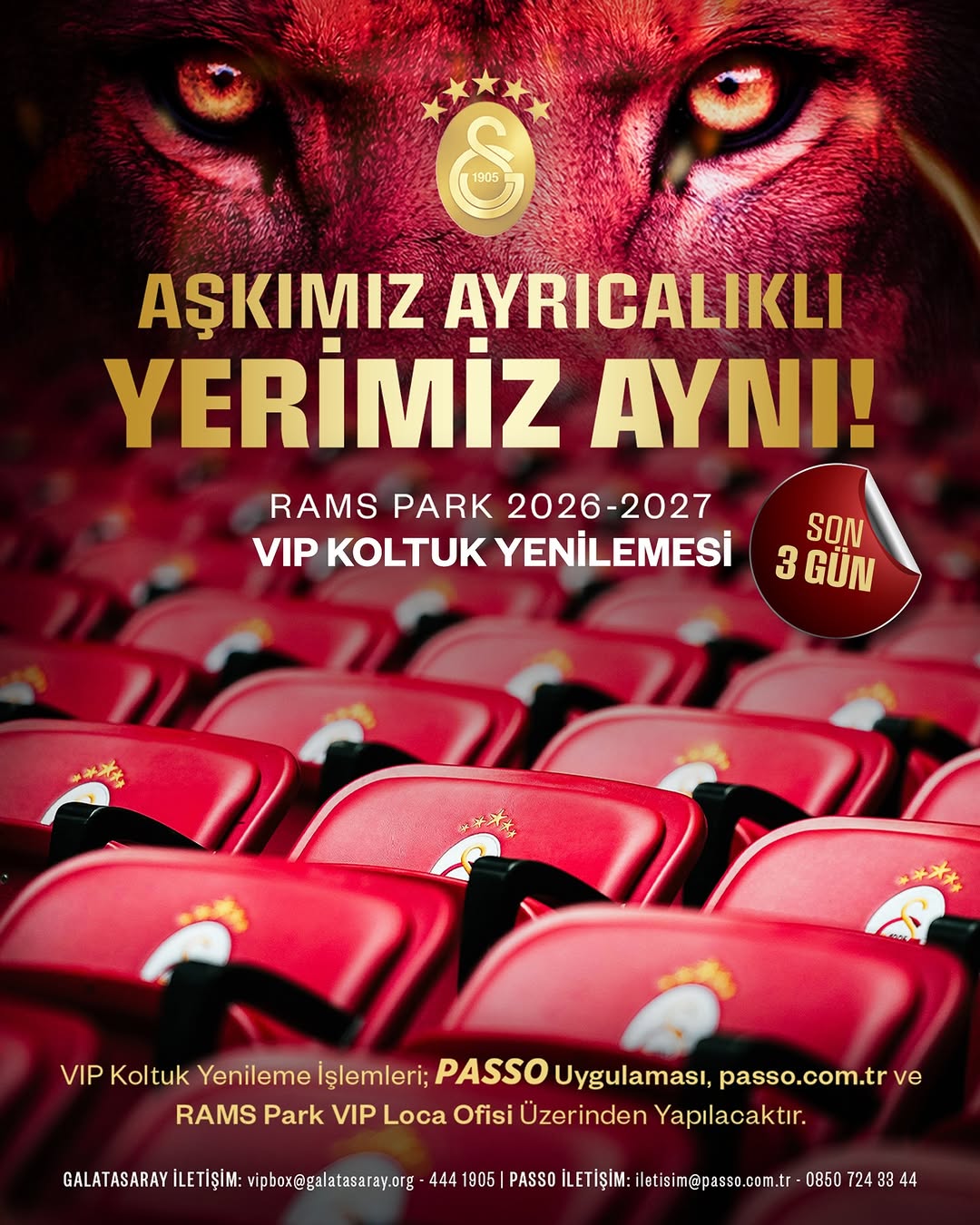 Galatasaray Spor Kulübü'nden Yeni Kampanya: AŞKIMIZ AYRICALIKLI, YERİMİZ AYNI! ❤️
