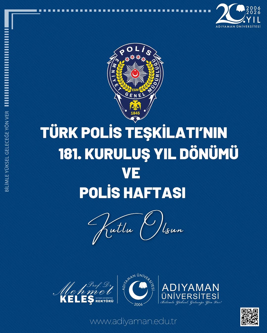 Türk Polis Teşkilatı'nın 181. Kuruluş Yıl Dönümü Kutlaması