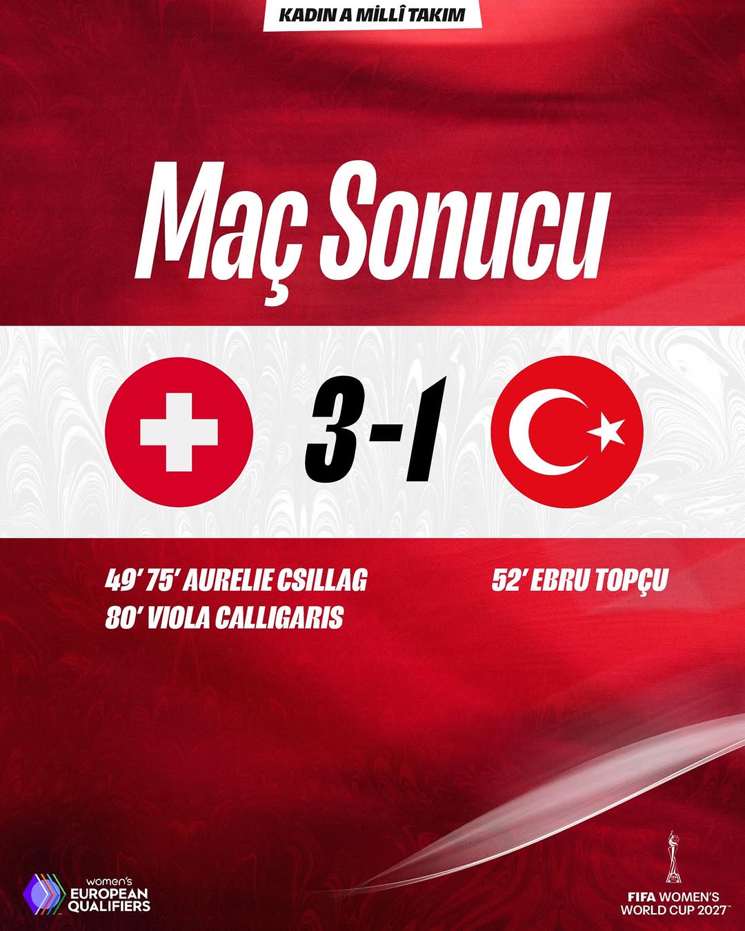 Millî Futbol Takımları İnstegram Hesabı'ndan İsviçre Maçı Paylaşımı