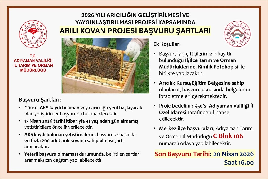 2026 Yılı Arılı Kovan Projesi Başvuru Şartları Açıklandı