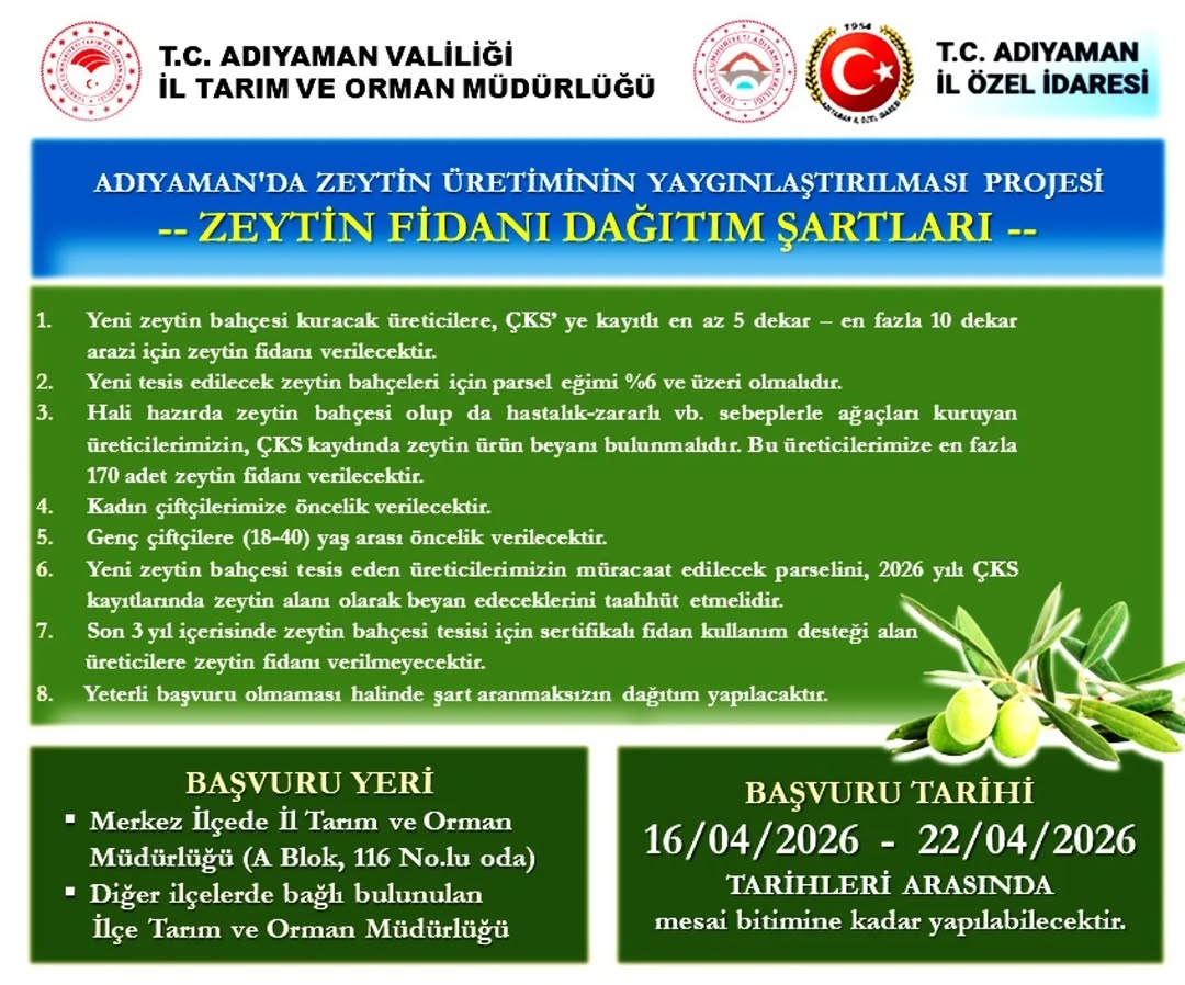 Adıyaman'da Zeytin Üretiminin Yaygınlaştırılması Projesi Ne Kapsıyor?
