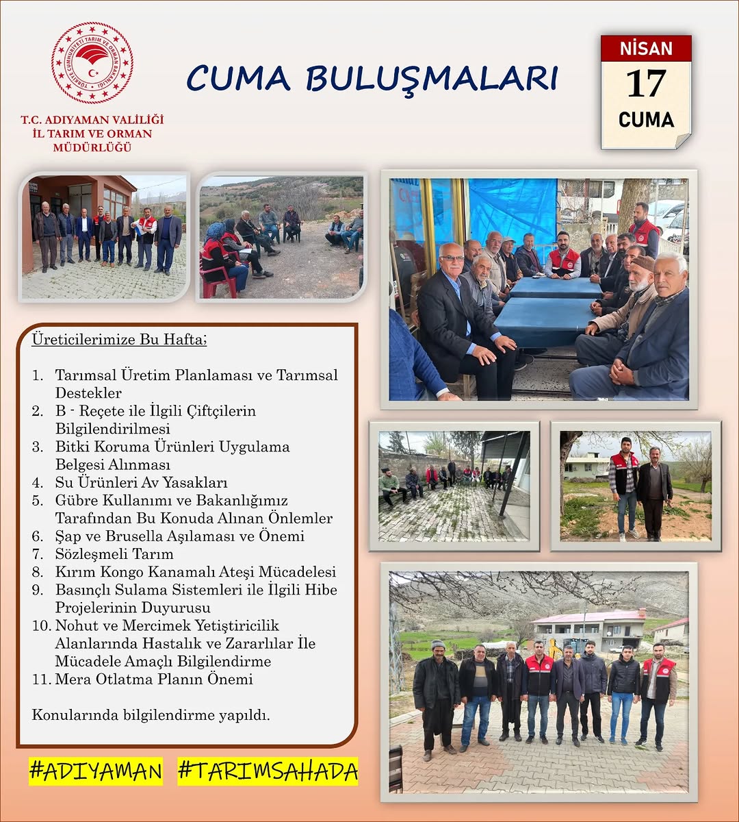 Adıyaman Tarım ve Orman İl Müdürlüğü'nün Cuma Buluşmaları Düzenleme Çalışmaları