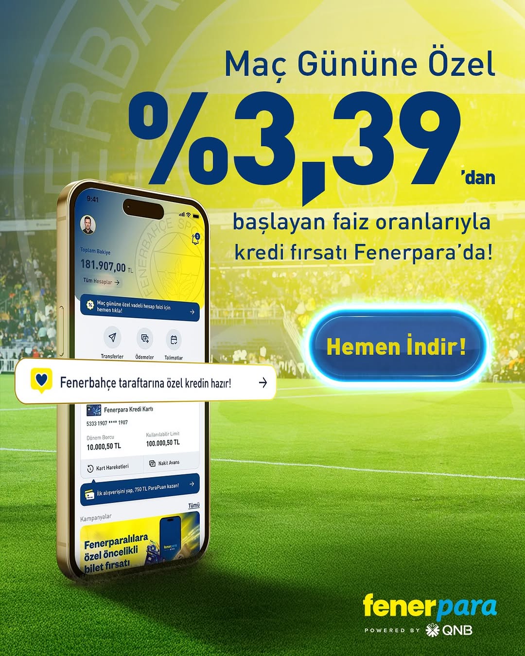 Fenerbahçe Taraftarlarına Maç Gününe Özel Kredi Fırsatı Fenerpara'da!