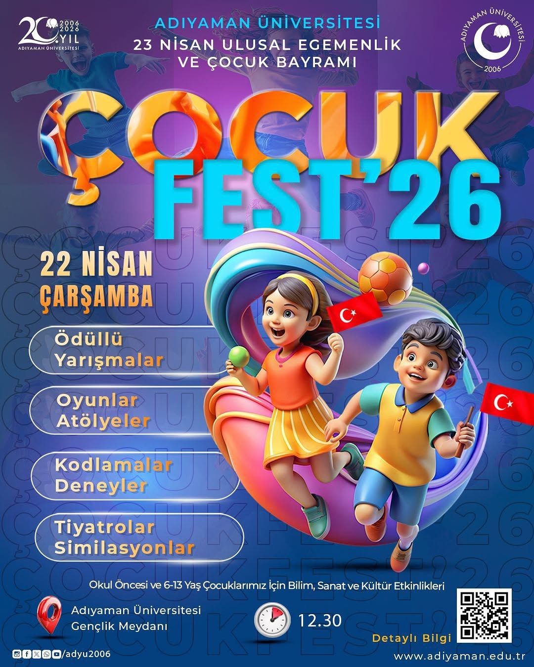 Adıyaman Üniversitesi ÇocukFest'26 Etkinliği Düzenliyor