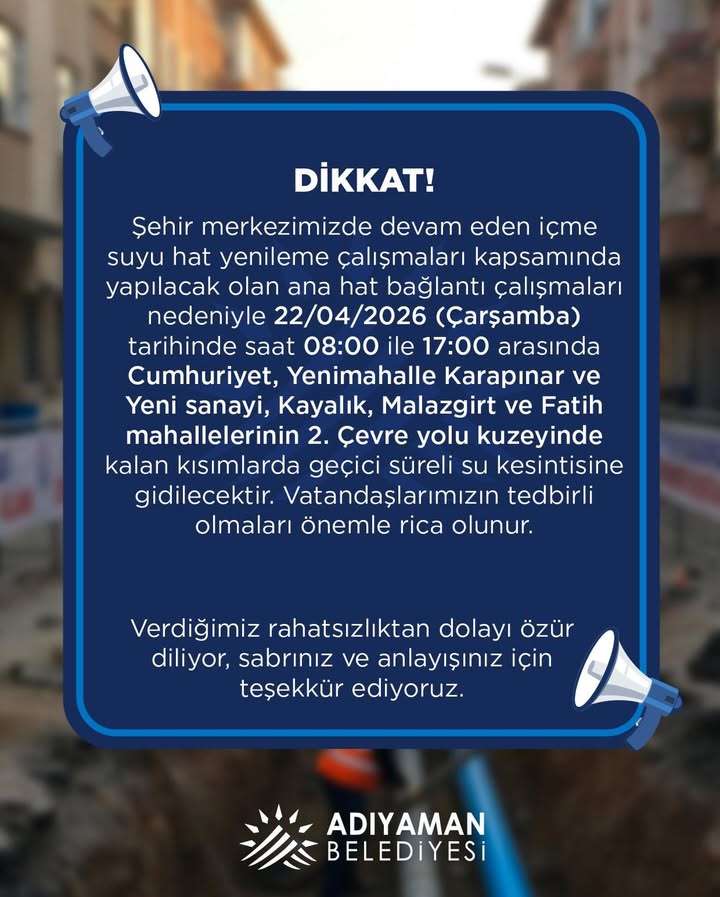 Adıyaman Belediyesi'nden Önemli Uyarı: Lütfen Dikkat ⚠️ ????