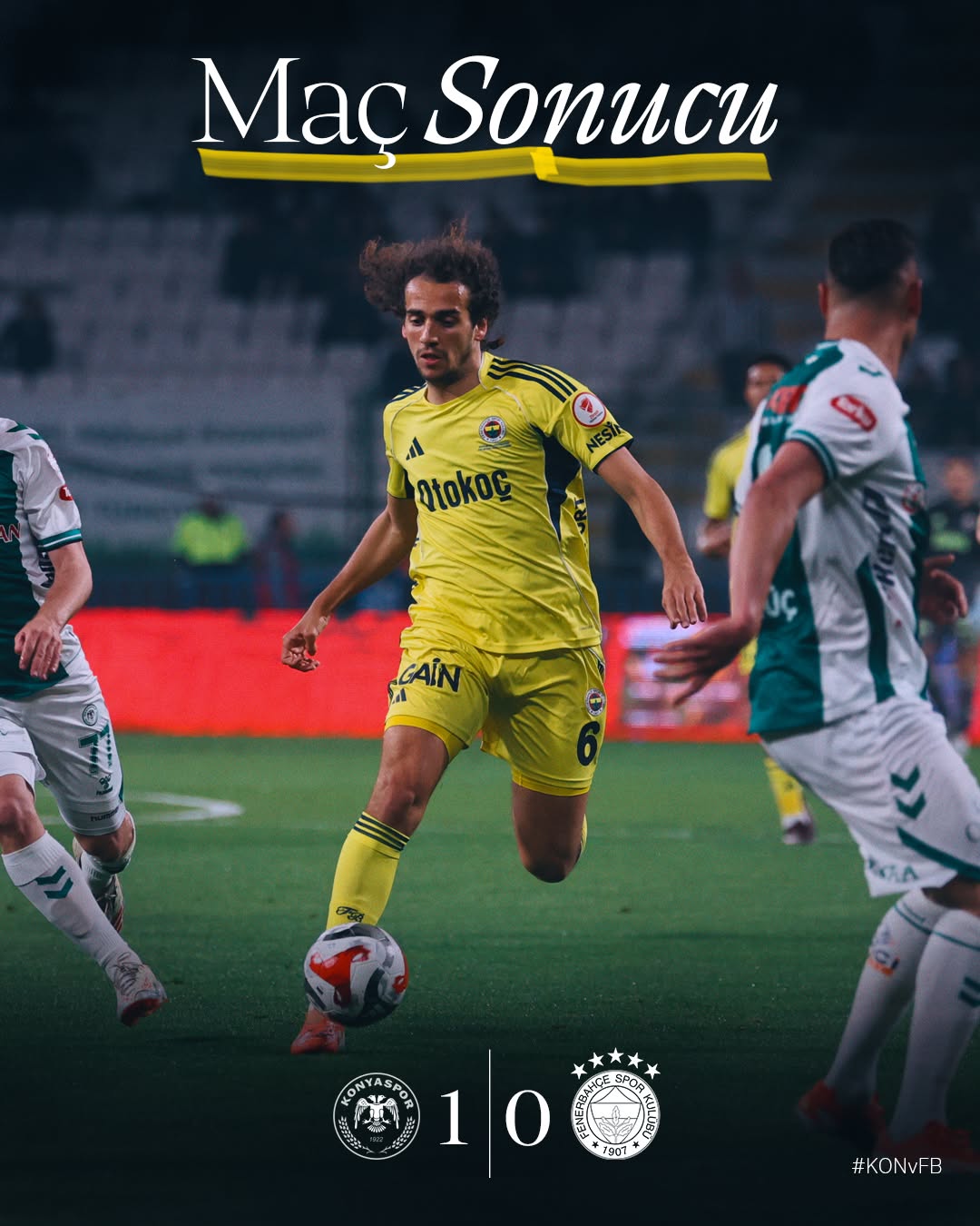 Fenerbahçe deplasmanda T. Konyaspor'a 1-0 mağlup oldu