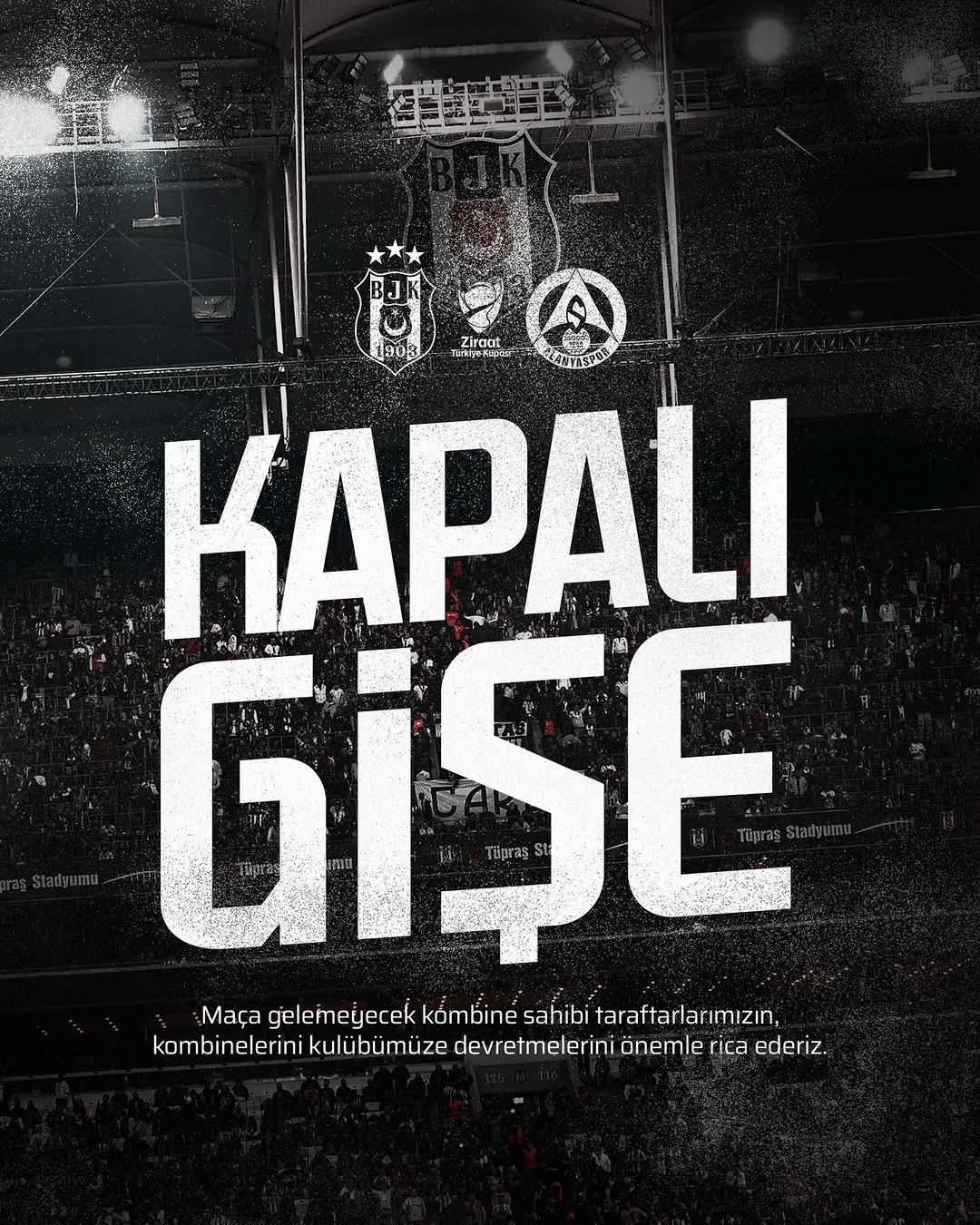 Beşiktaş'ın Ziraat Türkiye Kupası Çeyrek Final Maçı Biletleri Tükenmiş!