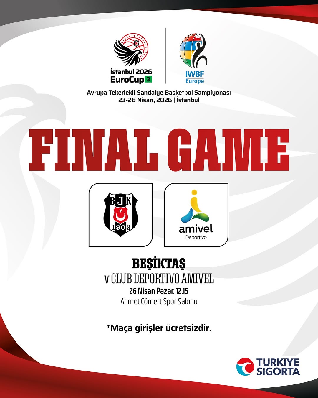 Beşiktaş JK Tekerlekli Sandalye Basketbol Takımı İstanbul 2026 EuroCup3 Finalinde