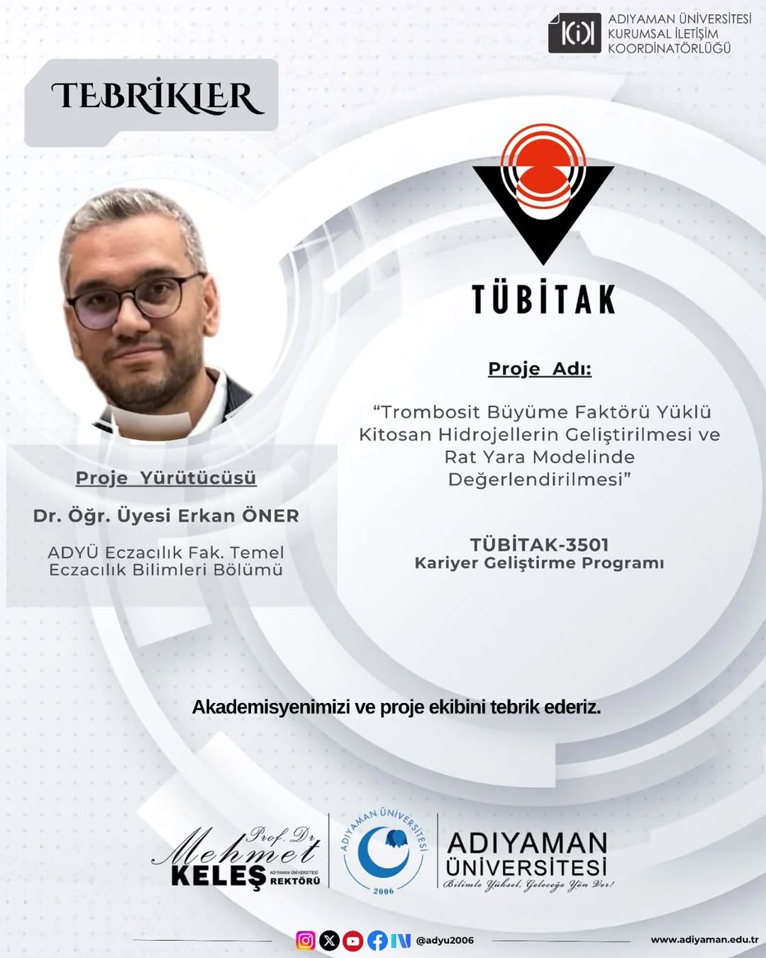 Adıyaman Üniversitesi Eczacılık Fakültesi'nden Önemli Proje