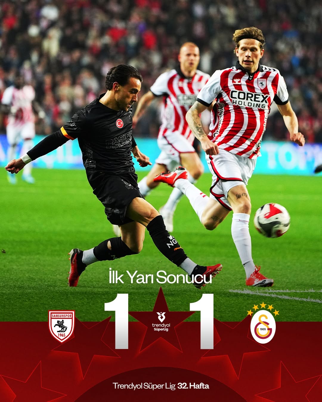 Galatasaray Berabere Kaldı: Samsunspor 1-1 Galatasaray