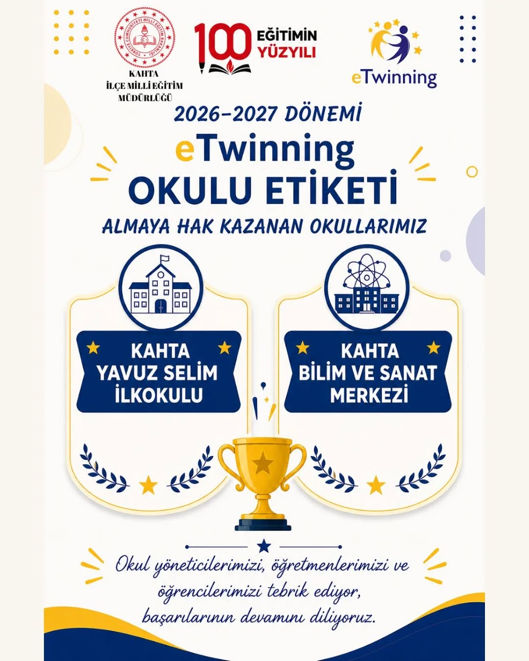 Kahta'daki İki Okul eTwinning Okulu Etiketi Aldı