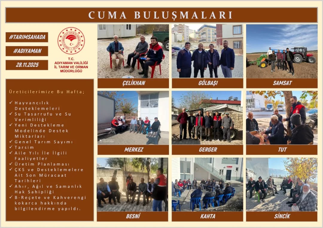 Adıyaman Tarım ve Orman İl Müdürlüğü Cuma Buluşmaları Düzenliyor