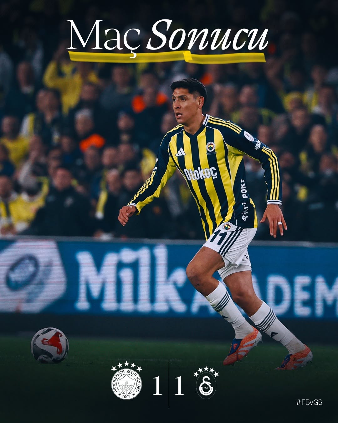 Fenerbahçe-Galatasaray Maç Sonucu: 1-1 Berabere